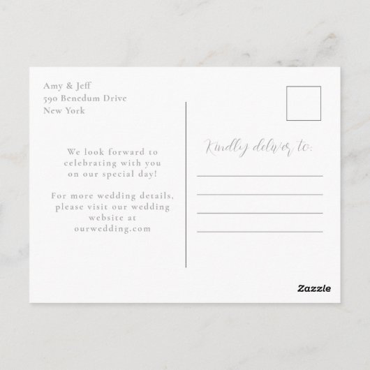Zilver Zwart Elegant Bloemen Bruiloft Save The Dat Briefkaart (Achterkant)