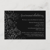Zilver Zwart Elegant Bloemen Trouwaccommodaties Informatiekaartje (Voorkant)