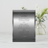 Zilver & Zwart Elegante Huwelijksuitnodiging Kaart (Staand voorkant)