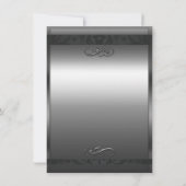Zilver & Zwart Elegante Huwelijksuitnodiging Kaart (Achterkant)