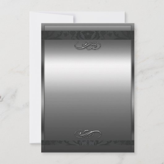 Zilver & Zwart Elegante Huwelijksuitnodiging Kaart (Achterkant)