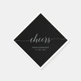 Zilver & Zwart Elegante Stijlvolle Lettertypografi Servet