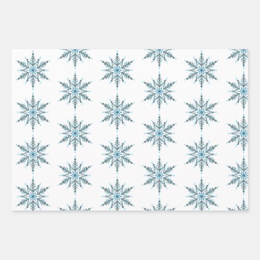 Zilver Zwart en Blauw Custom Snowflake Robot Inpakpapier Vel (Voorkant 3)