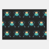 Zilver Zwart en Blauw Custom Snowflake Robot Inpakpapier Vel (Voorkant 2)