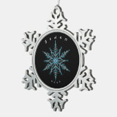 Zilver Zwart en Blauw Custom Snowflake Tin Sneeuwvlok Ornament (Rechts)