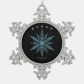 Zilver Zwart en Blauw Custom Snowflake Tin Sneeuwvlok Ornament (Voorkant)