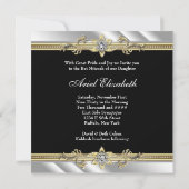 Zilver Zwart en Goud Bat Mitswa Kaart (Achterkant)