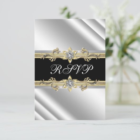 Zilver Zwart en Goud RSVP (Staand voorkant)