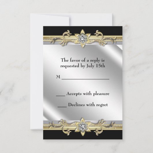 Zilver Zwart en Goud RSVP Kaartje (Achterkant)