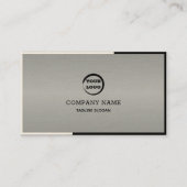 Zilver zwart en wit geometrisch visitekaartje (Voorkant)