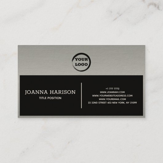 Zilver zwart en wit geometrisch visitekaartje (Achterkant)