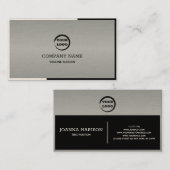 Zilver zwart en wit geometrisch visitekaartje (Voorkant / Achterkant)