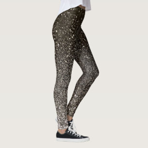 Zilver Zwart en Wit Glitter Ombre Sparkles Yoga Leggings