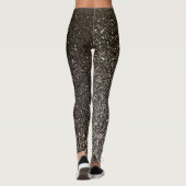 Zilver Zwart en Wit Glitter Ombre Sparkles Yoga Leggings (Achterkant)