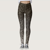 Zilver Zwart en Wit Glitter Ombre Sparkles Yoga Leggings (Voorkant)