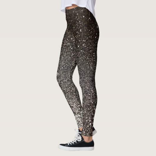 Zilver Zwart en Wit Glitter Ombre Sparkles Yoga Leggings (Links)