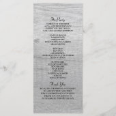 Zilver Zwart en Wit Huwelijksprogramma Programmakaart (Achterkant)