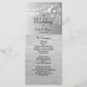 Zilver Zwart en Wit Huwelijksprogramma Programmakaart (Voorkant)