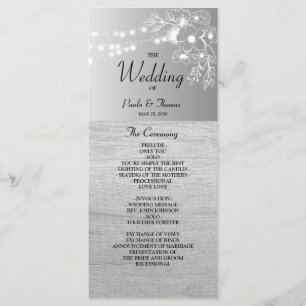 Zilver Zwart en Wit Huwelijksprogramma Programmakaart