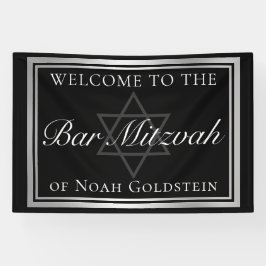 Zilver Zwart Formele Bar Mitswa Custom Party Spandoek