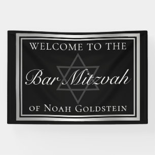 Zilver Zwart Formele Bar Mitswa Custom Party Spandoek