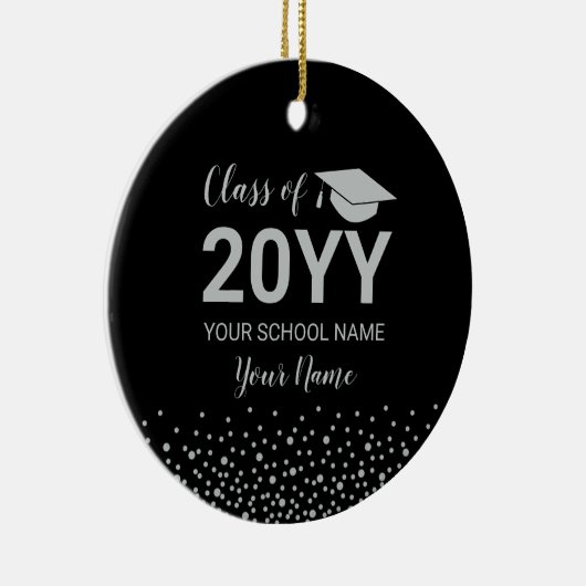 Zilver & Zwart Foto Afstuderen Kerstcadeau Keramisch Ornament (Rechts)