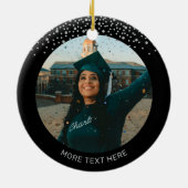 Zilver & Zwart Foto Afstuderen Kerstcadeau Keramisch Ornament (Achterkant)