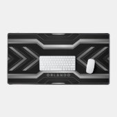 Zilver zwart, geometrisch gaming monogram bureaumat (Keyboard & Muis)