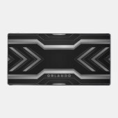 Zilver zwart, geometrisch gaming monogram bureaumat (Voorkant)