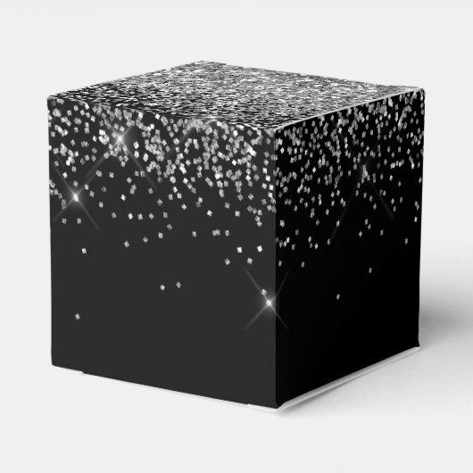 Zilver Zwart Glitter & Sparkle Monogram Bedankdoosjes (Achterkant)