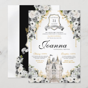 Zilver Zwart Goud Bloemen Koninklijke Prinses Verj Kaart