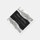 Zilver Zwart Happy Birthday Papier Servet (Hoek)