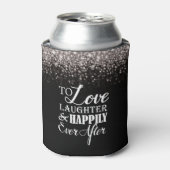 Zilver Zwart Hollywood Glitz Glam Bruiloft Blikjeskoeler (Blikje Voorkant)