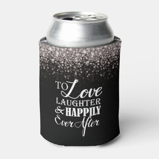 Zilver Zwart Hollywood Glitz Glam Bruiloft Blikjeskoeler (Blikje Voorkant)