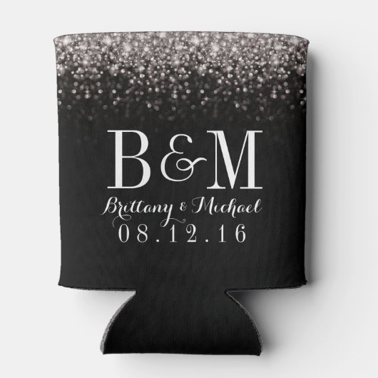 Zilver Zwart Hollywood Glitz Glam Bruiloft Blikjeskoeler (Achterkant)