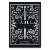 Zilver Zwart Koninklijk Middeleeuws Zwaard Bruilof Kaart (Achterkant)