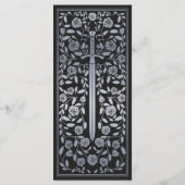 Zilver Zwart Koninklijk Middeleeuws Zwaard Bruilof Menu (Achterkant)