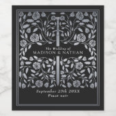 Zilver Zwart Koninklijk Middeleeuws Zwaard Bruilof Wijn Etiket (Enkel label)