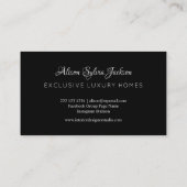 Zilver zwart luxe elegant botanisch gebladerte visitekaartje (Achterkant)