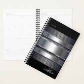 Zilver Zwart Metaal Industrieel Monogram Planner (Display)