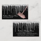 Zilver Zwart Metallic Glitter Druppels Reiniging Visitekaartje (Voorkant / Achterkant)