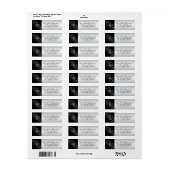 Zilver zwart monogram envelop retouradres etiket (Full Sheet)