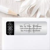 Zilver zwart monogram envelop retouradres etiket (Insitu)