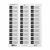 Zilver zwart monogram envelop retouradres etiket (Full Sheet)