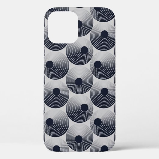 Zilver-zwart mozaïek: concentrische ringen textuur Case-Mate iPhone case (Achterkant)