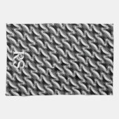 Zilver Zwart Patroon: Monogram Keuken Decor Theedoek (Horizontaal)