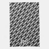 Zilver Zwart Patroon: Monogram Keuken Decor Theedoek (Verticaal)