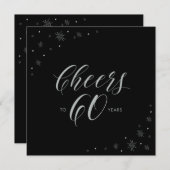 Zilver & Zwart Proost 60e verjaardag Party Square Kaart (Voorkant / Achterkant)