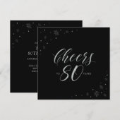 Zilver & Zwart Proost 80ste verjaardag Party Squar Kaart (Voorkant / Achterkant)