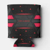 Zilver, zwart, rood, geometrisch gaming monogram blikjeskoeler (Achterkant)